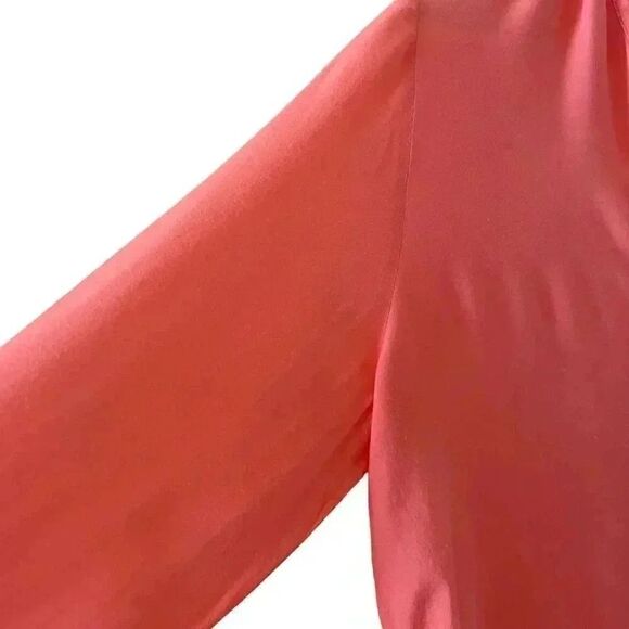 Zara Viscose Salmon Orange Button Down Collar Basic Minimalist SZ XL # 1214 - Picture 3 of 12